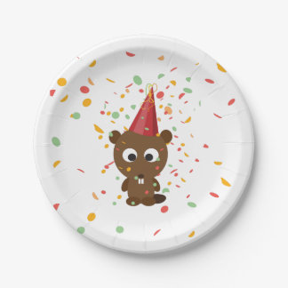 Prato De Papel Cute Confetti Party Beaver
