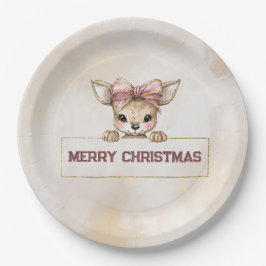 Prato De Papel Cute Deer Christmas Paper Plates Festive Tableware