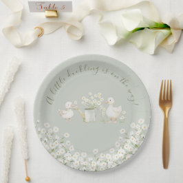 Prato De Papel Cute Ducks & Daisies Baby Shower