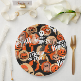 Prato De Papel Cute e Assustador Halloween Vibrações Assustadoras