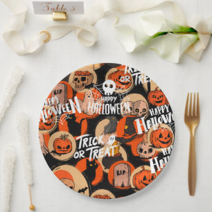 Prato De Papel Cute e Assustador Halloween Vibrações Assustadoras