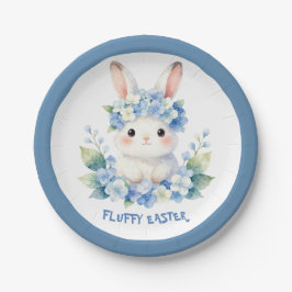 Prato De Papel Cute Easter Bunny Watercolor with Hydrangea