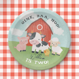 Prato De Papel Cute Farm Animal Barnyard Kids Birthday