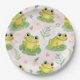 Prato De Papel Cute frogs Pattern