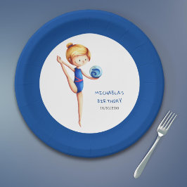 Prato De Papel Cute Girl Rhythmic Gymnastics Birthday Party
