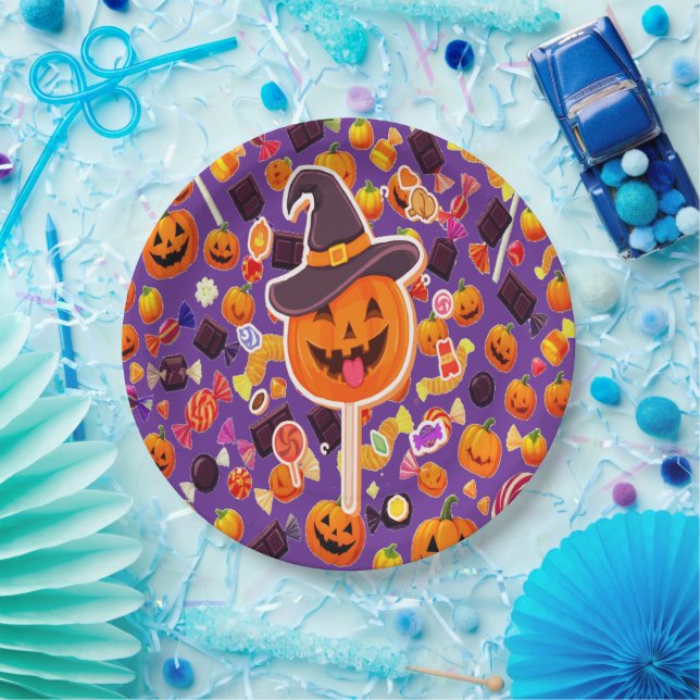 Prato De Papel Cute Halloween Pumpkins (Festa)