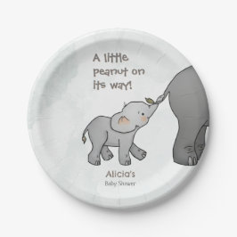 Prato De Papel Cute Hand Drawn Elephant Little Peanut BabyShower