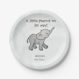 Prato De Papel Cute Hand Drawn Elephant Little Peanut BabyShower