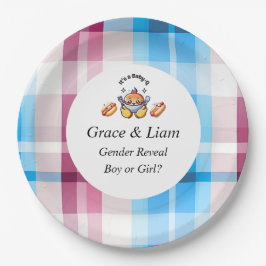 Prato De Papel Cute Kawaii Baby-Q Gender Reveal Party