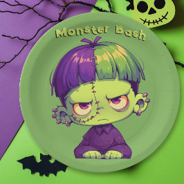 Prato De Papel Cute Kid Frankenstein halloween