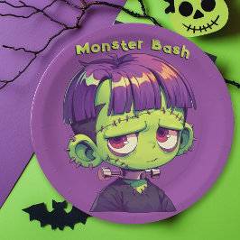 Prato De Papel Cute Kid Frankenstein halloween