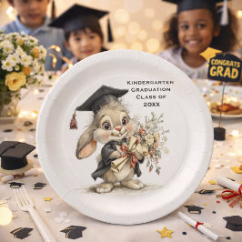 Prato De Papel  Cute Kindergarten Graduation Bunny Design