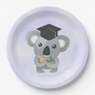 Prato De Papel Cute Koala em um Boné de formatura