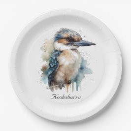Prato De Papel Cute Kookaburra em uma ramificação, personalizada