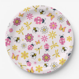 Prato De Papel Cute Ladybug Pink Girl Baby Shower