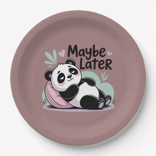 Prato De Papel Cute Lazy Panda – “Talvez Mais Tarde” Panda Relaxa (Frente)
