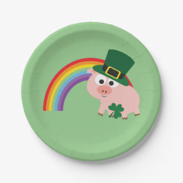 Prato De Papel Cute Leprechaun Pig