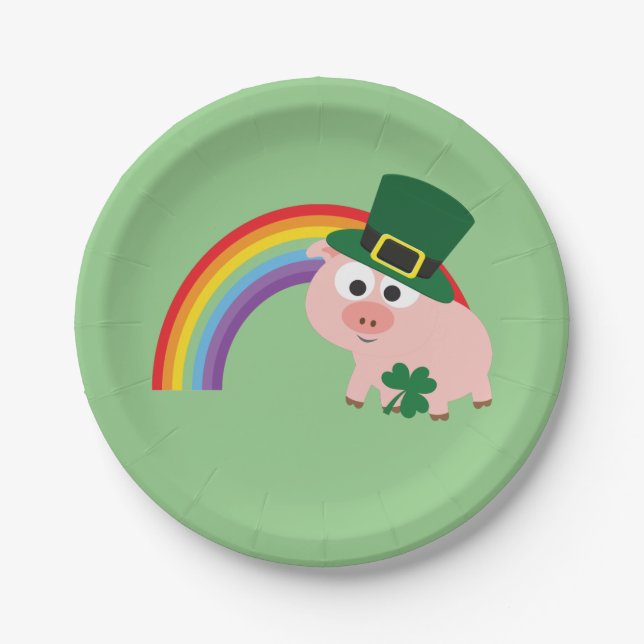 Prato De Papel Cute Leprechaun Pig (Frente)
