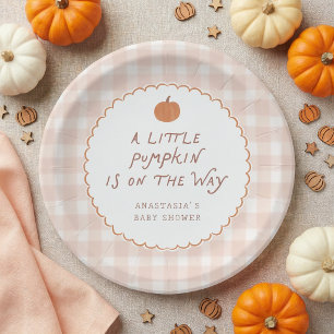 Prato De Papel Cute Little Pumpkin no Caminho Chuveiro de Bebê