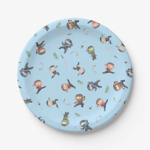 Prato De Papel Cute Ninja Warrior Kids Party - Placas de fornecim