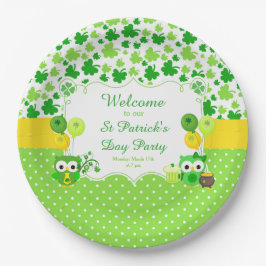 Prato De Papel Cute Owls St Patrick's Day Party