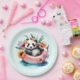 Prato De Papel Cute Panda Chilta em um tubo interno