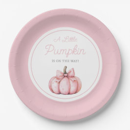 Prato De Papel Cute Pink Pumpkin Girl Baby Shower