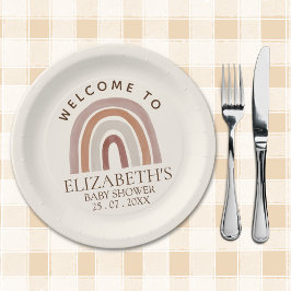 Prato De Papel Cute Rainbow Boho Baby Shower