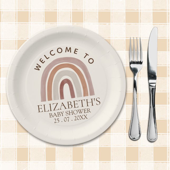 Prato De Papel Cute Rainbow Boho Baby Shower (Criador carregado)