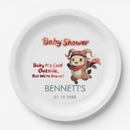 Prato De Papel Cute Ram Winter Baby Shower Paper Plate