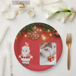 Prato De Papel Cute Santa Christmas Plate – Festive Holiday Gift 