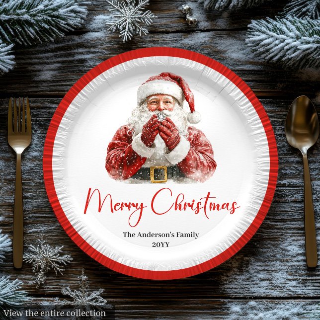 Prato De Papel Cute Santa Claus Kids Festive Merry Christmas   (Cute Santa Claus Kids Festive Merry Christmas Plate)