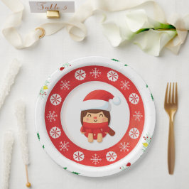 Prato De Papel Cute Santa Holiday Paper Plate