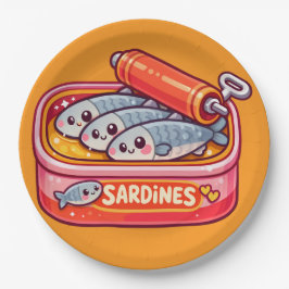 Prato De Papel Cute Sardines Fish Cartoon