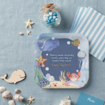Cute Sea You Soon aquarela criatura azul do Oceano