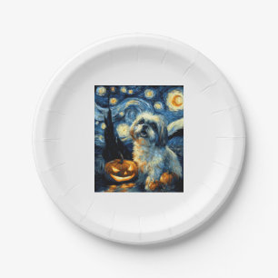 Prato De Papel Cute Shih Tzu Dog Halloween Jack O Lanterna Pumpki