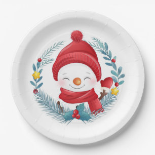 Prato De Papel Cute Snowman