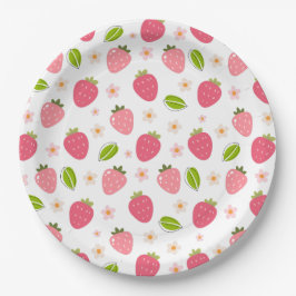 Prato De Papel Cute Strawberry Pink Girls Birthday Paper Plate