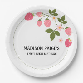 Prato De Papel Cute Strawberry Pink Girls Birthday Paper Plate