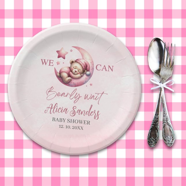 Prato De Papel Cute Teddy Bear Baby shower Girl Pary (Criador carregado)