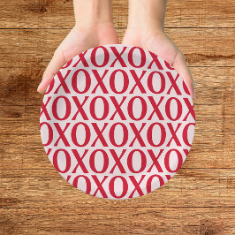 Prato De Papel Cute Valentine Day XOXO Red And Pink