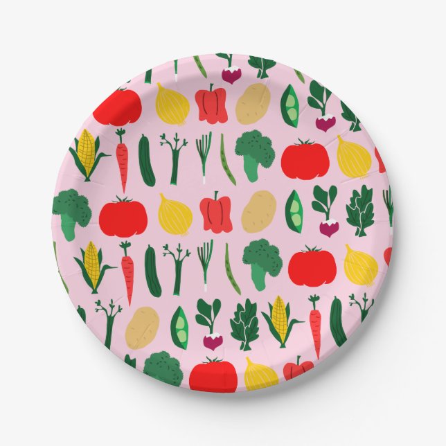 Prato De Papel Cute Vegetables Paper Plates (Frente)