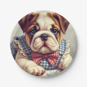 Prato De Papel Cute Vintage English Bulldog Art