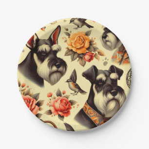 Prato De Papel Cute Vintage Schnauzer
