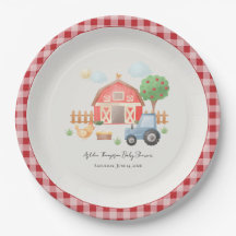 Cute Watercolor Barn Farm Animals Baby Shower 