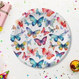 Prato De Papel Cute Watercolor Butterflies Pattern