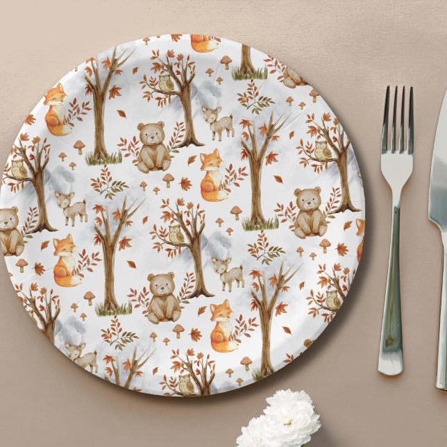 Prato De Papel Cute Woodland Animals Pattern (Criador carregado)