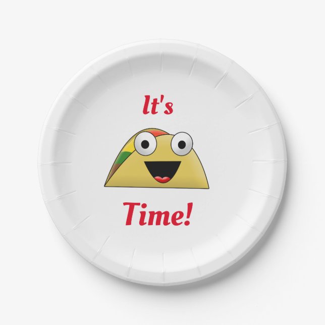 Prato De Papel Cute Yummy Taco Time Fiesta (Frente)
