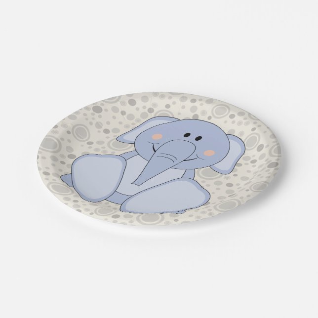 Prato De Papel Cutelyn Baby Blue Elephant (Inclinado)