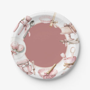 Prato De Papel Cutie Pie   Chá de fraldas de Garota Rosa de Água
